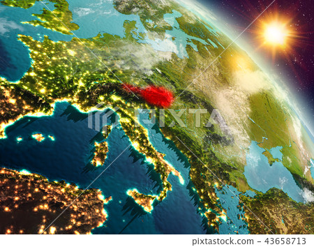Austria in sunrise from orbit Austria in sunrise from orbit 43658713