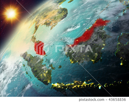 Malaysia on planet Earth in sunset 43658836