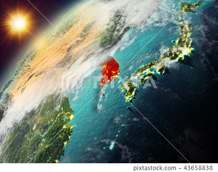 South Korea on planet Earth in sunset South Korea on planet Earth in sunset 43658838