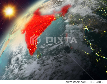 India on planet Earth in sunset India on planet Earth in sunset 43658839