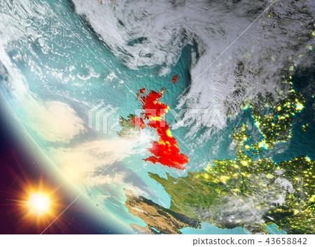 Sunset above United Kingdom on Earth 43658842