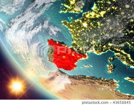 Sunset above Spain on Earth Sunset above Spain on Earth 43658845