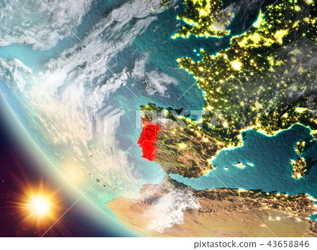 Sunset above Portugal on Earth Sunset above Portugal on Earth 43658846