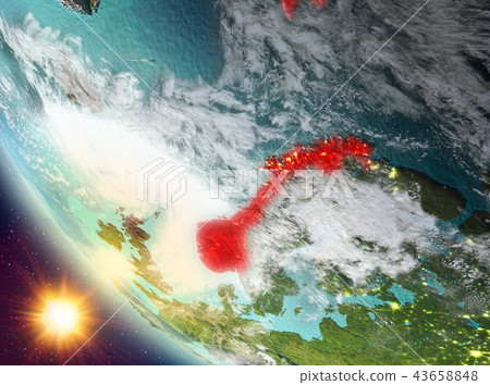 Sunset above Norway on Earth Sunset above Norway on Earth 43658848