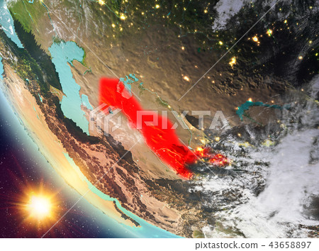 Sunset above Uzbekistan on Earth Sunset above Uzbekistan on Earth 43658897