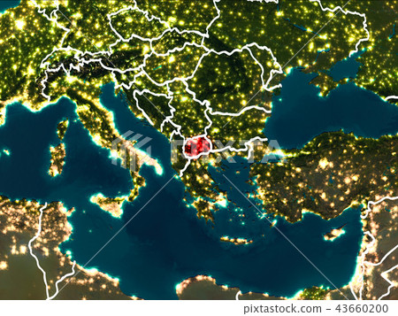 Map of Macedonia at night Map of Macedonia at night 43660200