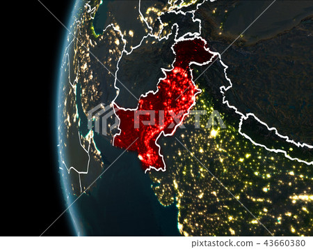 Pakistan from space at night Pakistan from space at night 43660380