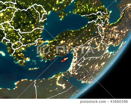 Cyprus on night Earth 43660396