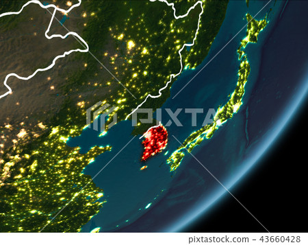 South Korea on night Earth South Korea on night Earth 43660428