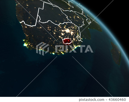 Lesotho in red at night Lesotho in red at night 43660460