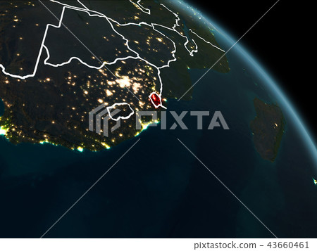 Swaziland in red at night Swaziland in red at night 43660461