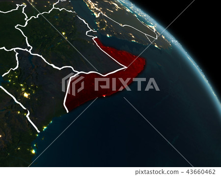 Somalia in red at night Somalia in red at night 43660462