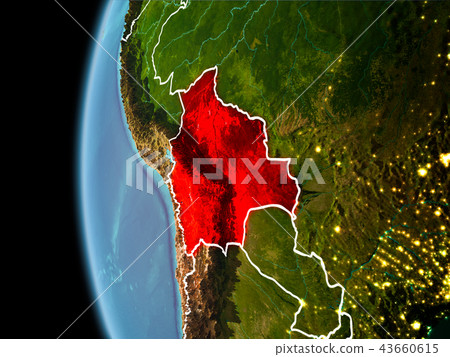Bolivia from space in evening Bolivia from space in evening 43660615