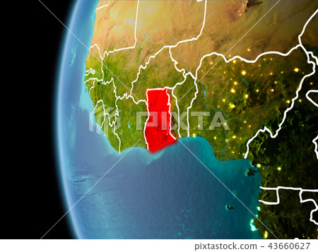 Ghana from space in evening Ghana from space in evening 43660627
