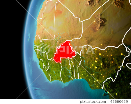 Burkina Faso from space in evening Burkina Faso from space in evening 43660629