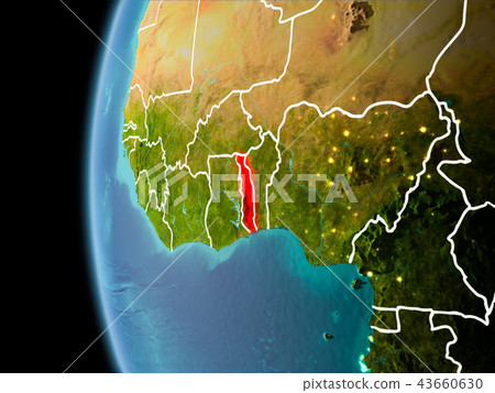 Togo from space in evening Togo from space in evening 43660630