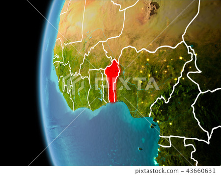 Benin from space in evening Benin from space in evening 43660631