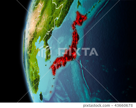 Japan from space in evening Japan from space in evening 43660678