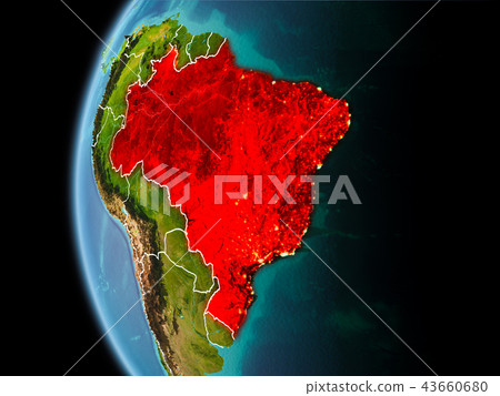 Brazil from space in evening 43660680