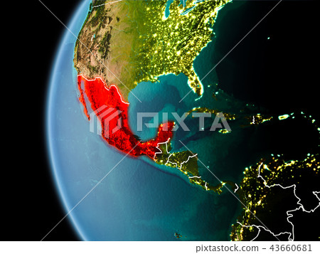 Mexico from space in evening Mexico from space in evening 43660681