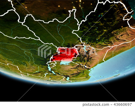 Uganda in red in the evening 43660697