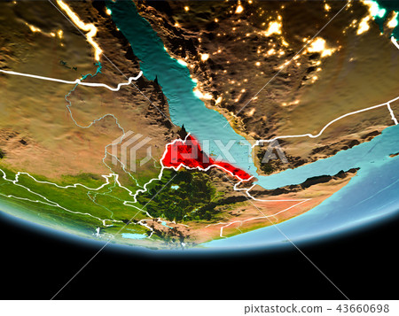 Eritrea in red in the evening 43660698