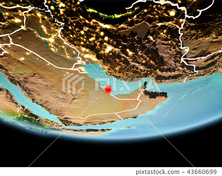 Qatar in red in the evening 43660699