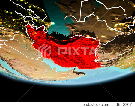 Iran in red in the evening 43660707