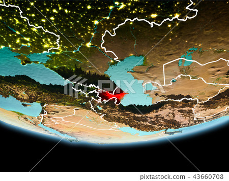 Azerbaijan in red in the evening 43660708