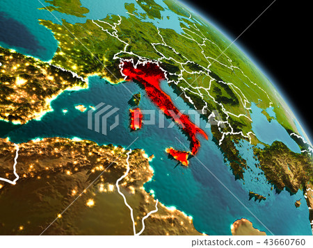 Italy in morning from orbit Italy in morning from orbit 43660760