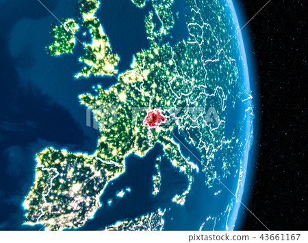 Switzerland in red at night 43661167