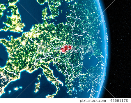 Slovakia in red at night Slovakia in red at night 43661178