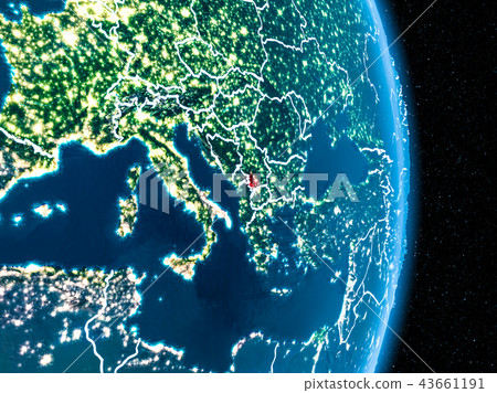 Kosovo in red at night 43661191