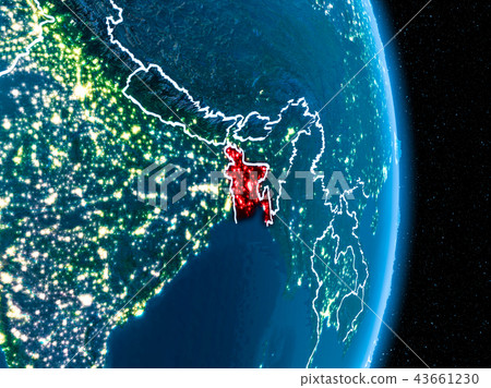 Bangladesh in red at night 43661230