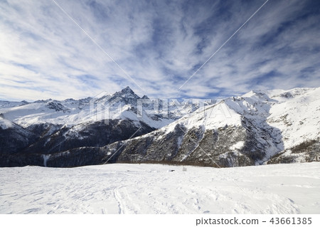 Majestic winter view of Mount Viso 43661385