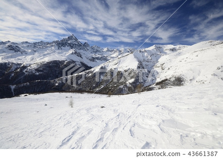 Majestic winter view of Mount Viso 43661387
