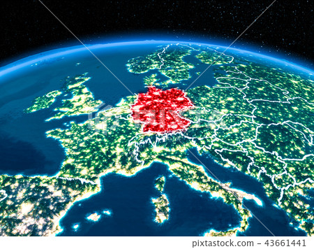 Germany from space at night-插圖素材 [43661441] - PIXTA圖庫