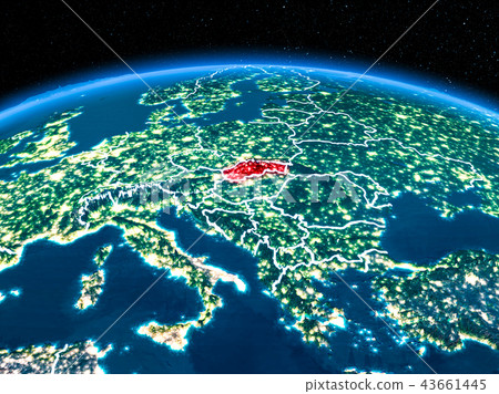 Slovakia from space at night Slovakia from space at night 43661445