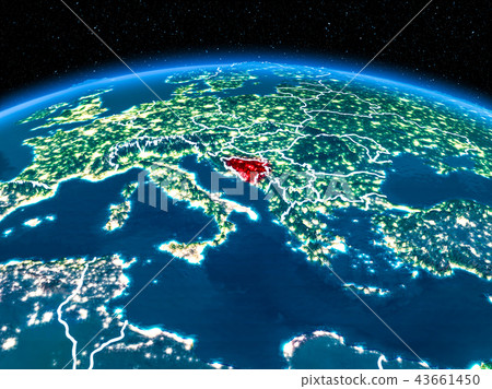 Bosnia and Herzegovina from space at night 43661450