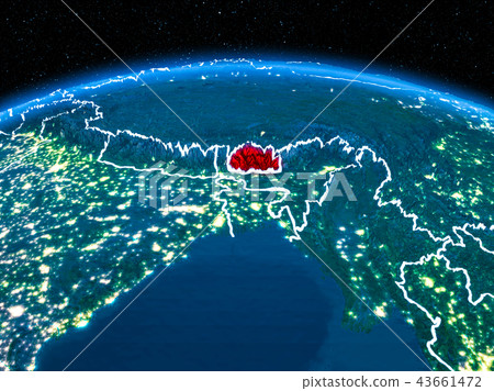 Bhutan from space at night 43661472
