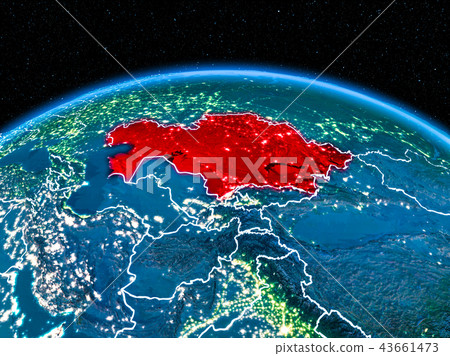 Kazakhstan from space at night Kazakhstan from space at night 43661473