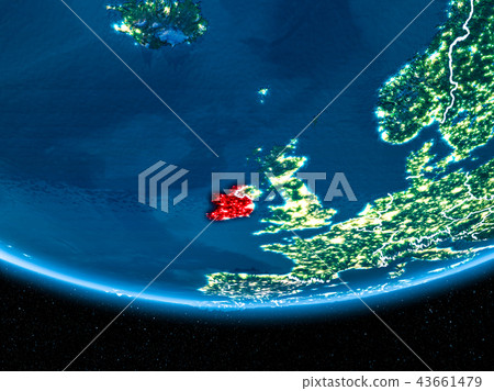 Ireland on planet Earth from space at night Ireland on planet Earth from space at night 43661479