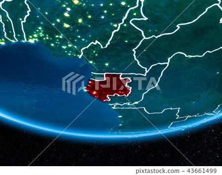 Gabon on planet Earth from space at night 43661499