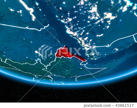 Eritrea on planet Earth from space at night 43661517