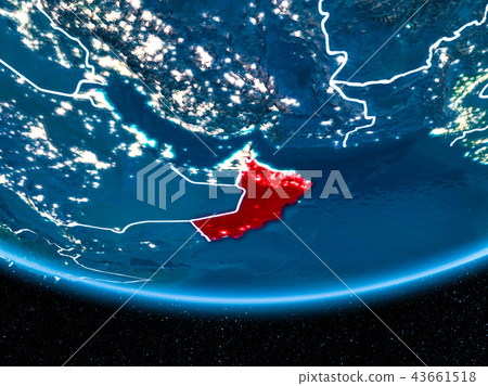 Oman on planet Earth from space at night Oman on planet Earth from space at night 43661518