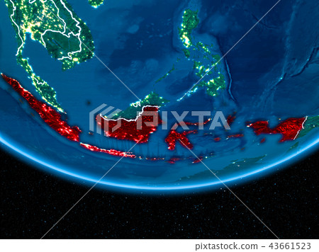 Indonesia on planet Earth from space at night 43661523