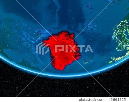 Greenland on planet Earth from space at night 43661525