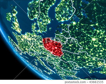 Orbit view of Poland at night Orbit view of Poland at night 43661535