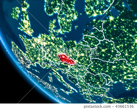 Orbit view of Czech republic at night Orbit view of Czech republic at night 43661536