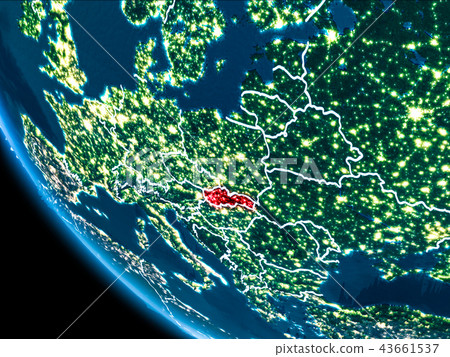 Orbit view of Slovakia at night Orbit view of Slovakia at night 43661537
